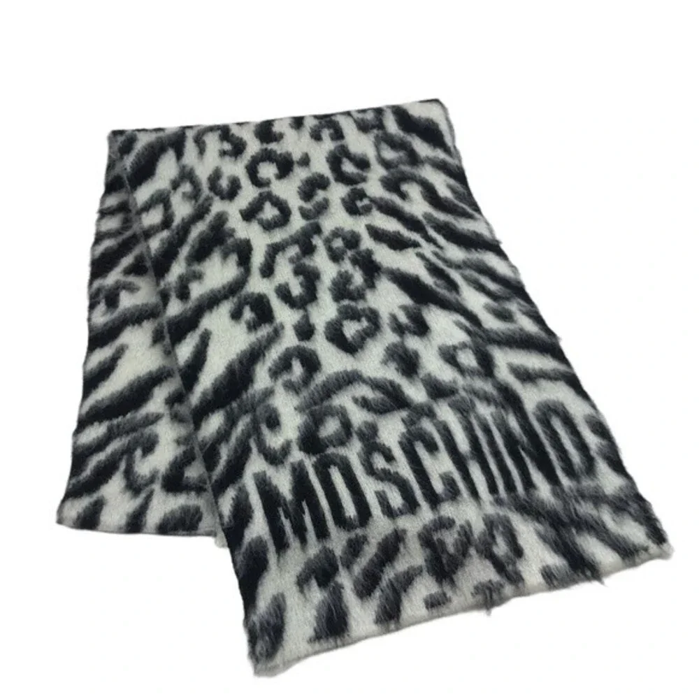 Moschino leopard print mohair/wool blend scarf‎